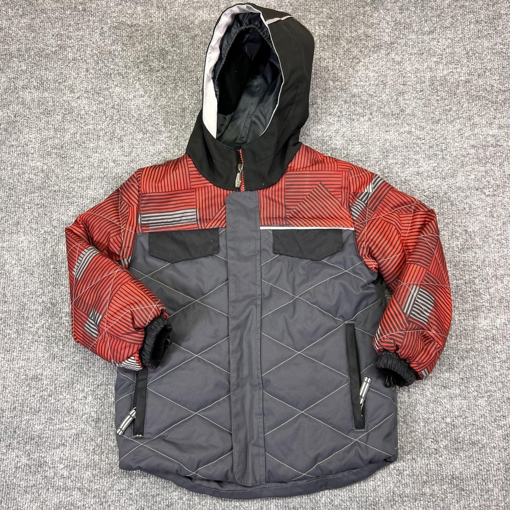 Obermeyer Jacket Kids 4 Gray Quilted Hooded Insulated Ski Winter